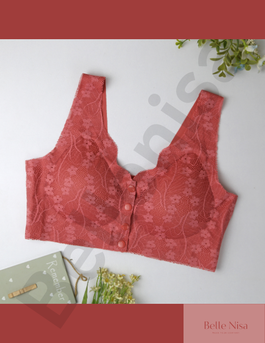 BelleNisa Soft Padded Front-Open Lace Bra – Comfortable & Convenient